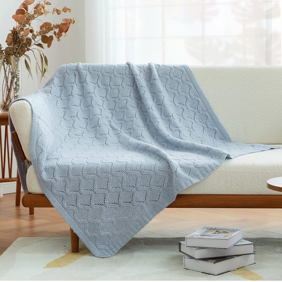 NEW Amélie Home Lightweight Wave Pattern Knit Throw Blanket Cozy Soft Warm 50x60 - Picture 6 of 12